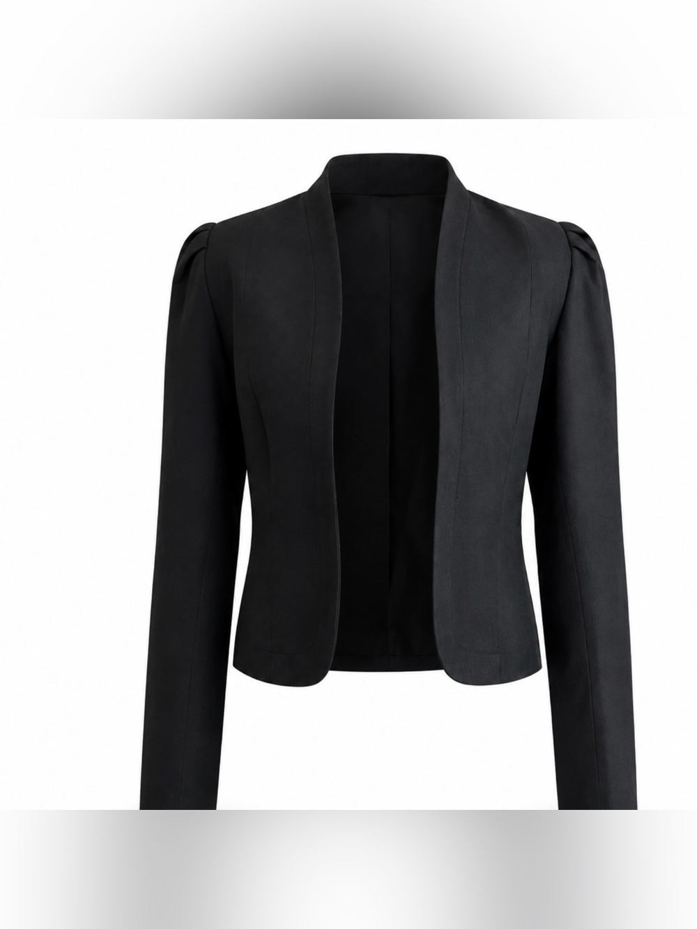 Jeremy Scott Black Virgin Wool Cropped Puff Shoulder Blazer Size S